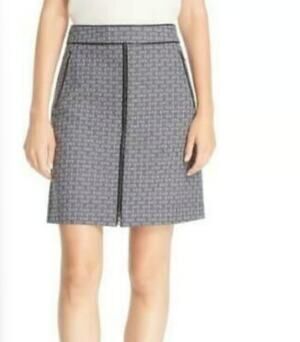 Tory Burch Chaumont A Line Jacquard Mini Skirt Gray Lined Womens Size 8